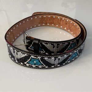Mallory Multicolor Leather Belt with Silver Details  |Size 42 | NWT